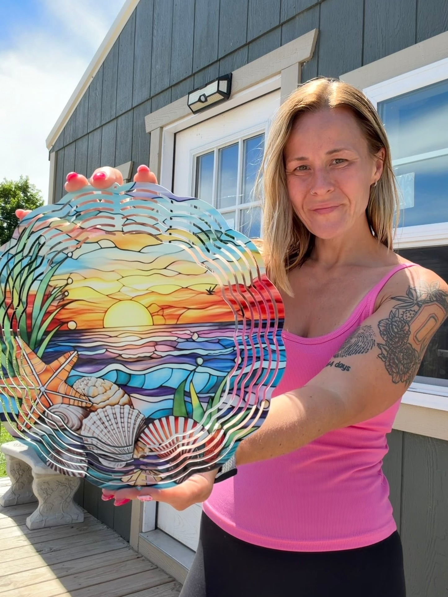 SEASHELL SUNSET 10 INCH WIND SPINNER