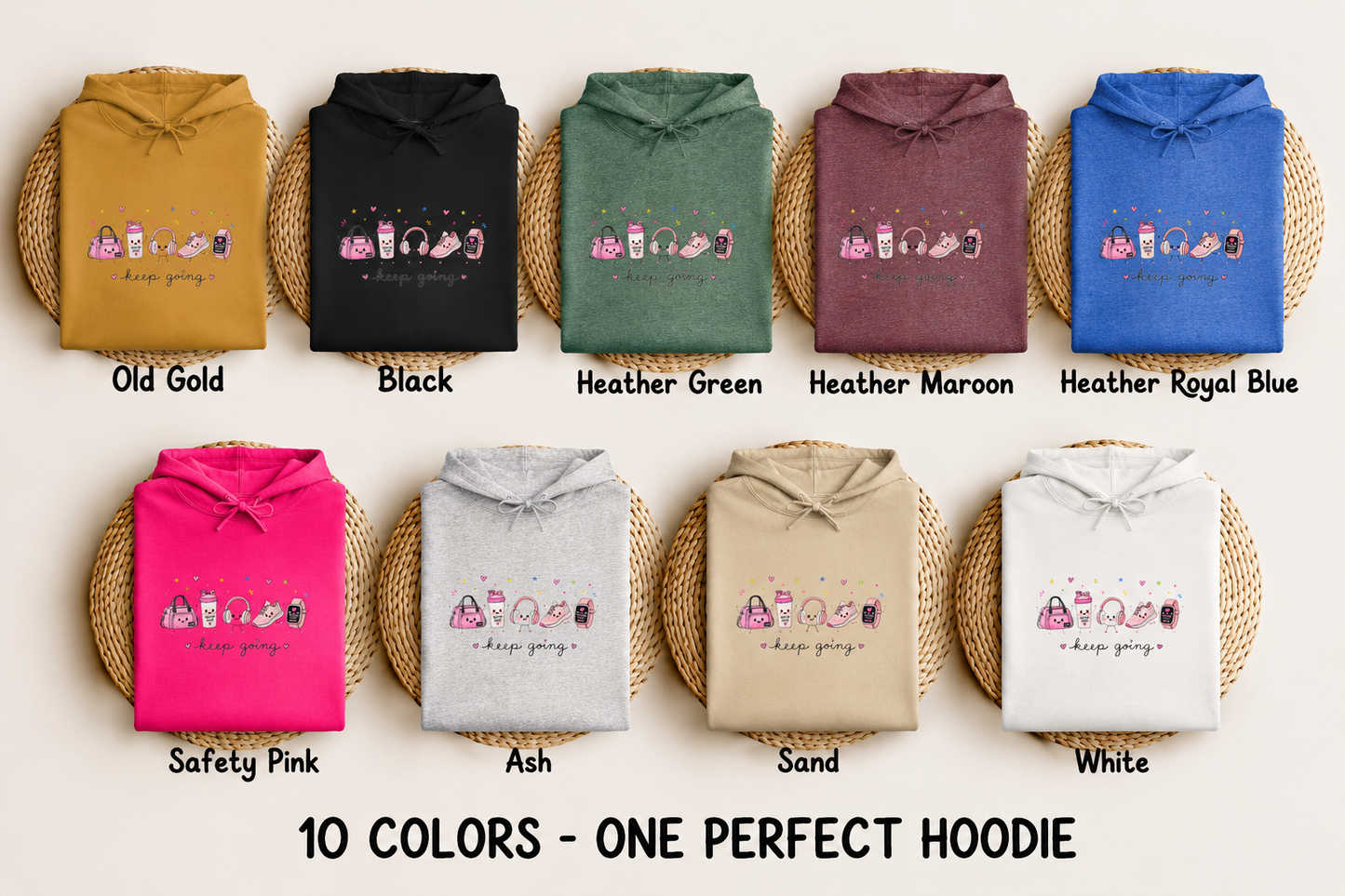 KEEP GOING FITNESS DOODLE HOODIE