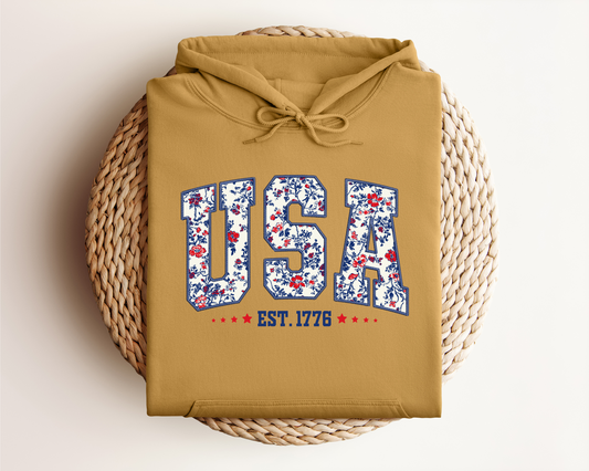 USA Floral Hoodie