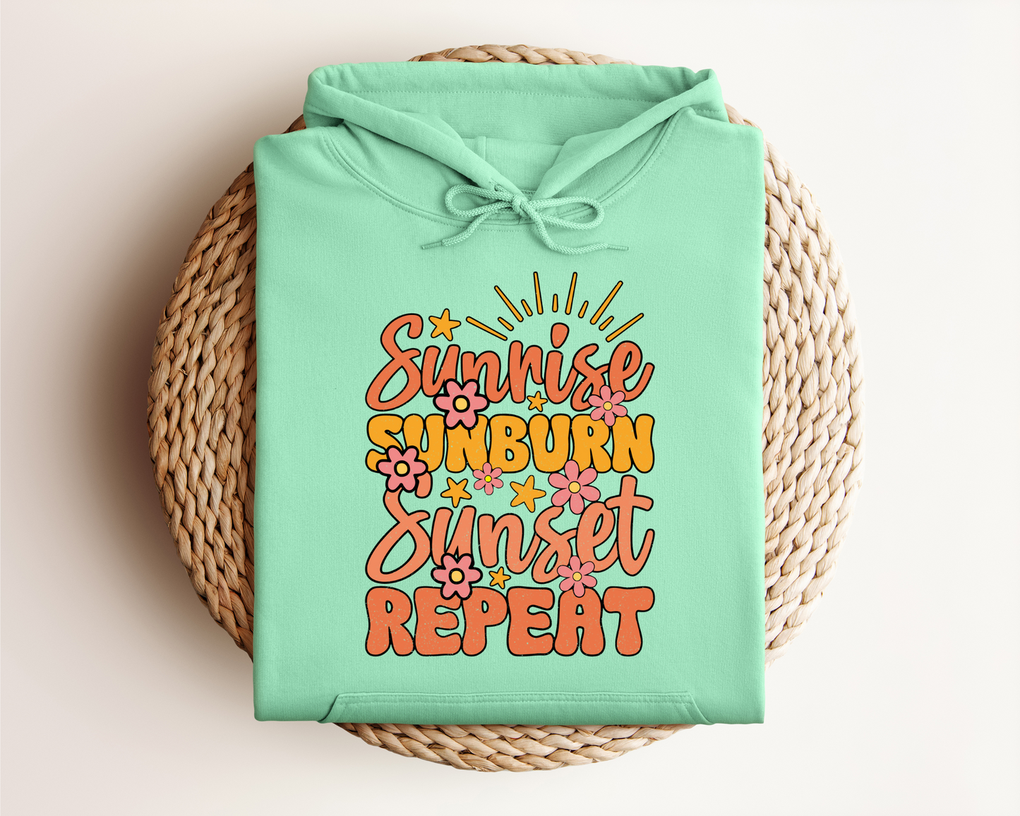 SUNRISE SUNBURN SUNSET REPEAT HOODIE