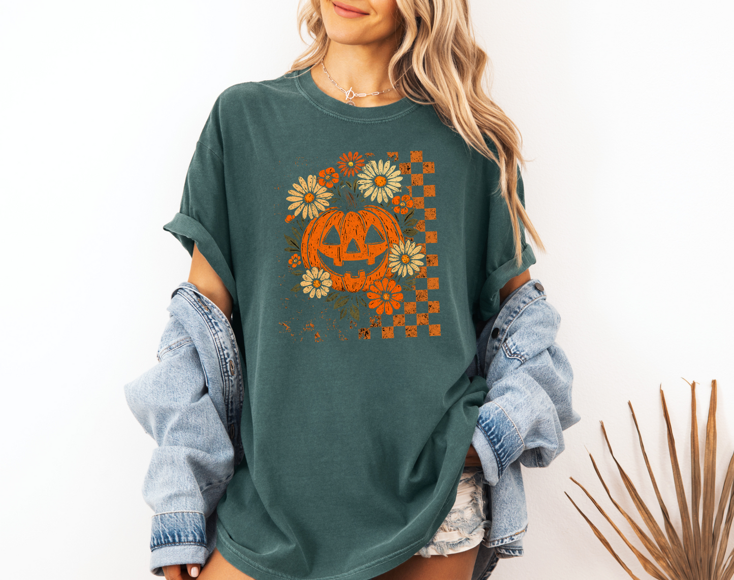 *NEW* RETRO CHECKERED FLORAL PUMPKIN CC SHIRT