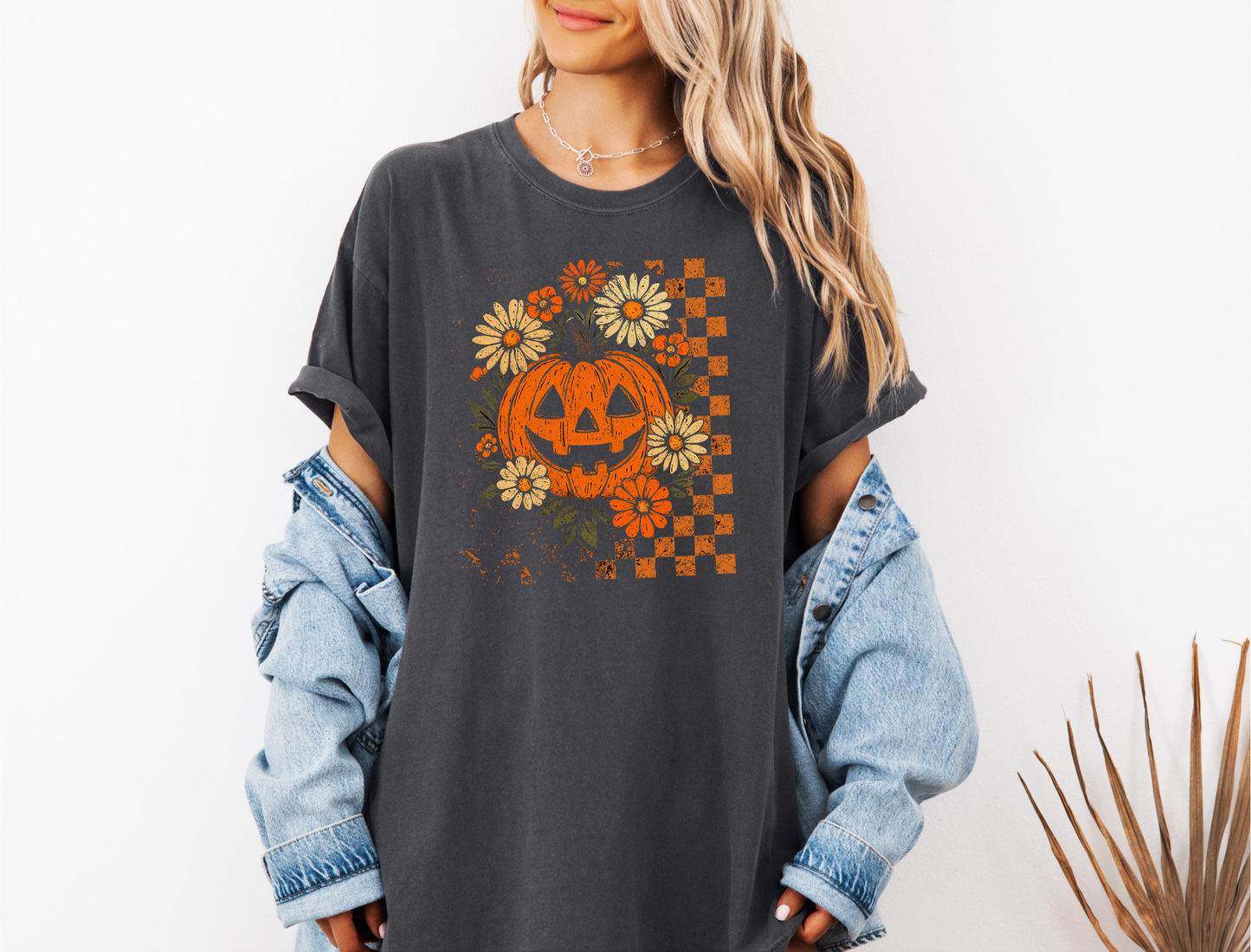 *NEW* RETRO CHECKERED FLORAL PUMPKIN CC SHIRT