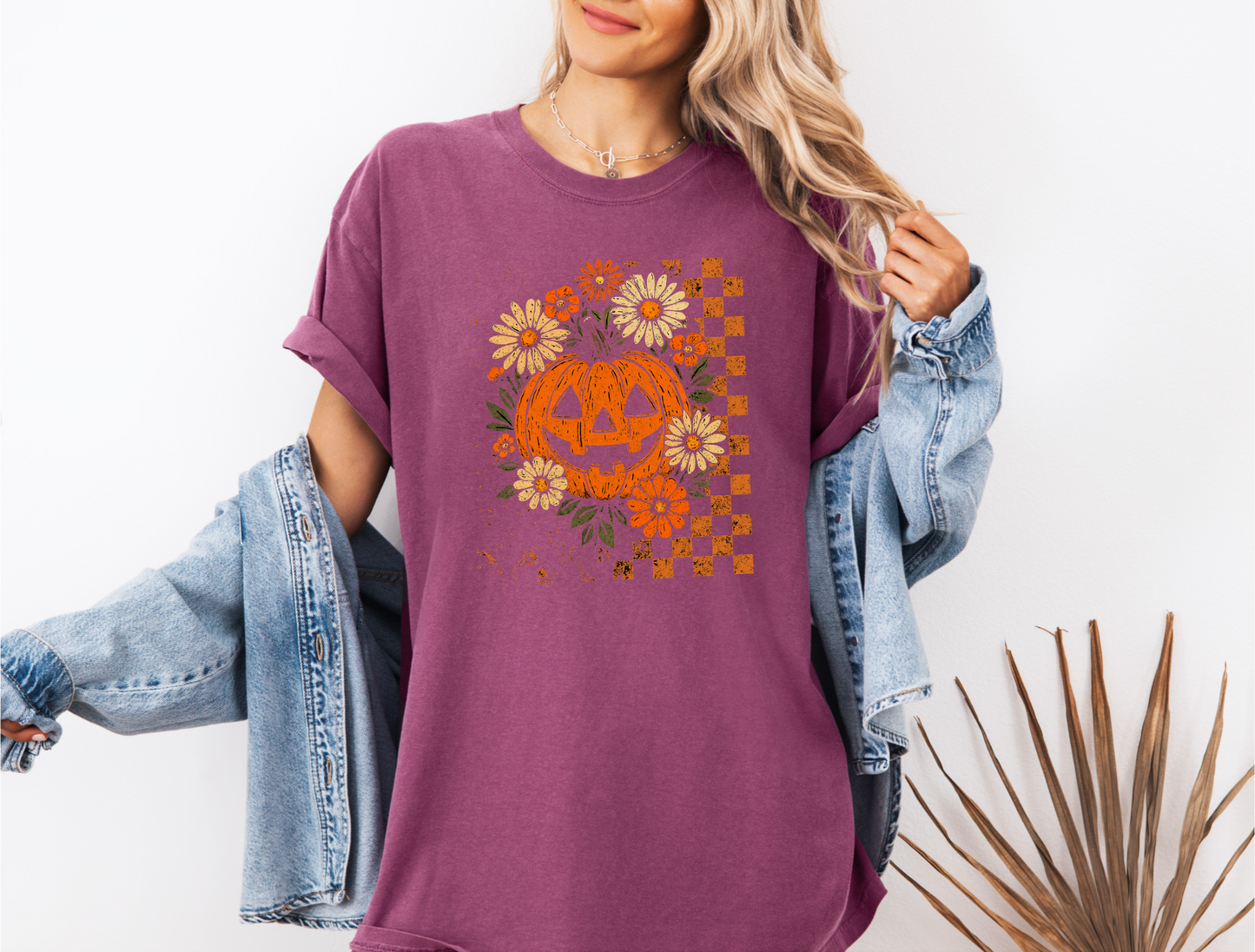*NEW* RETRO CHECKERED FLORAL PUMPKIN CC SHIRT