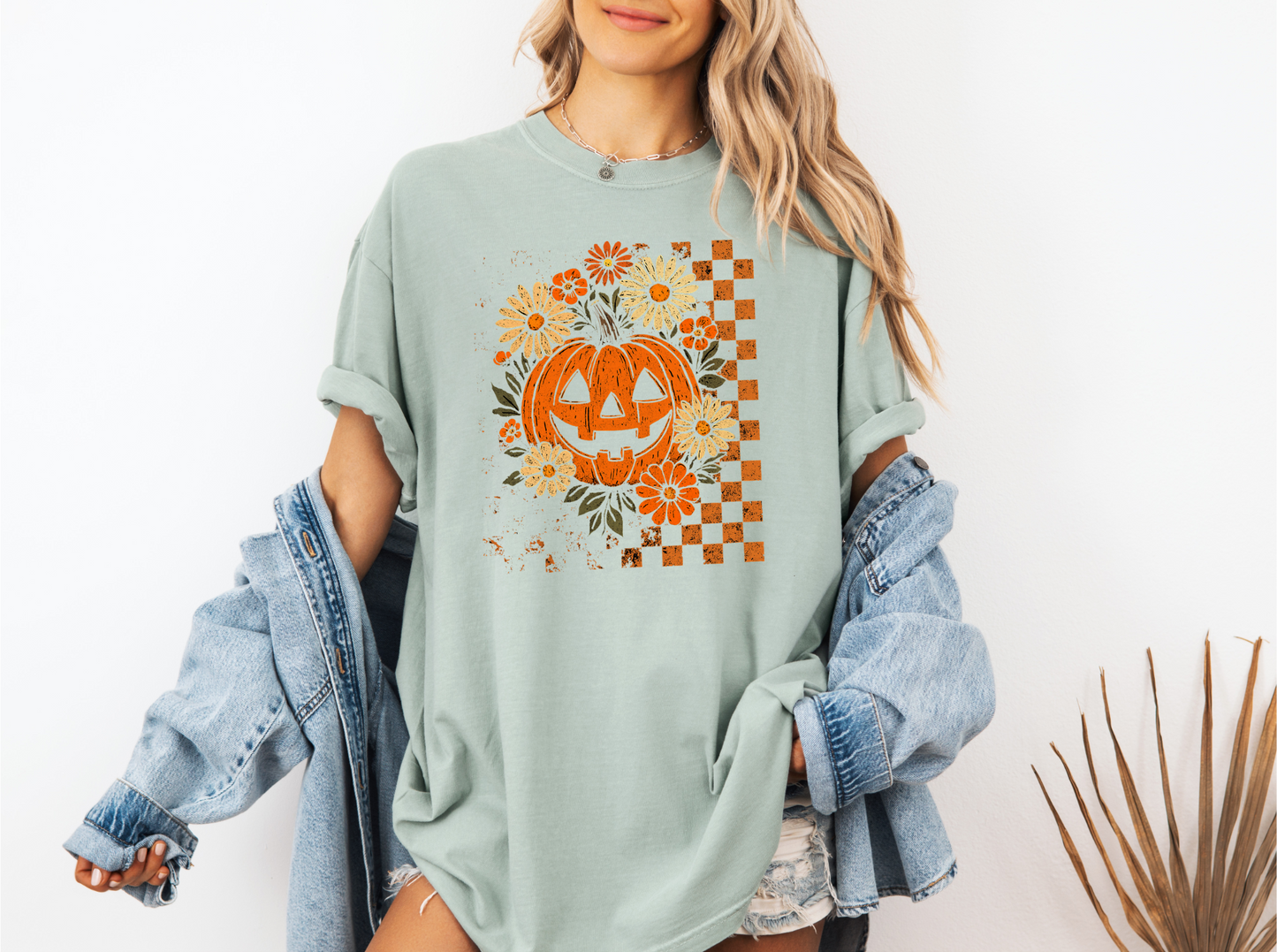 *NEW* RETRO CHECKERED FLORAL PUMPKIN CC SHIRT