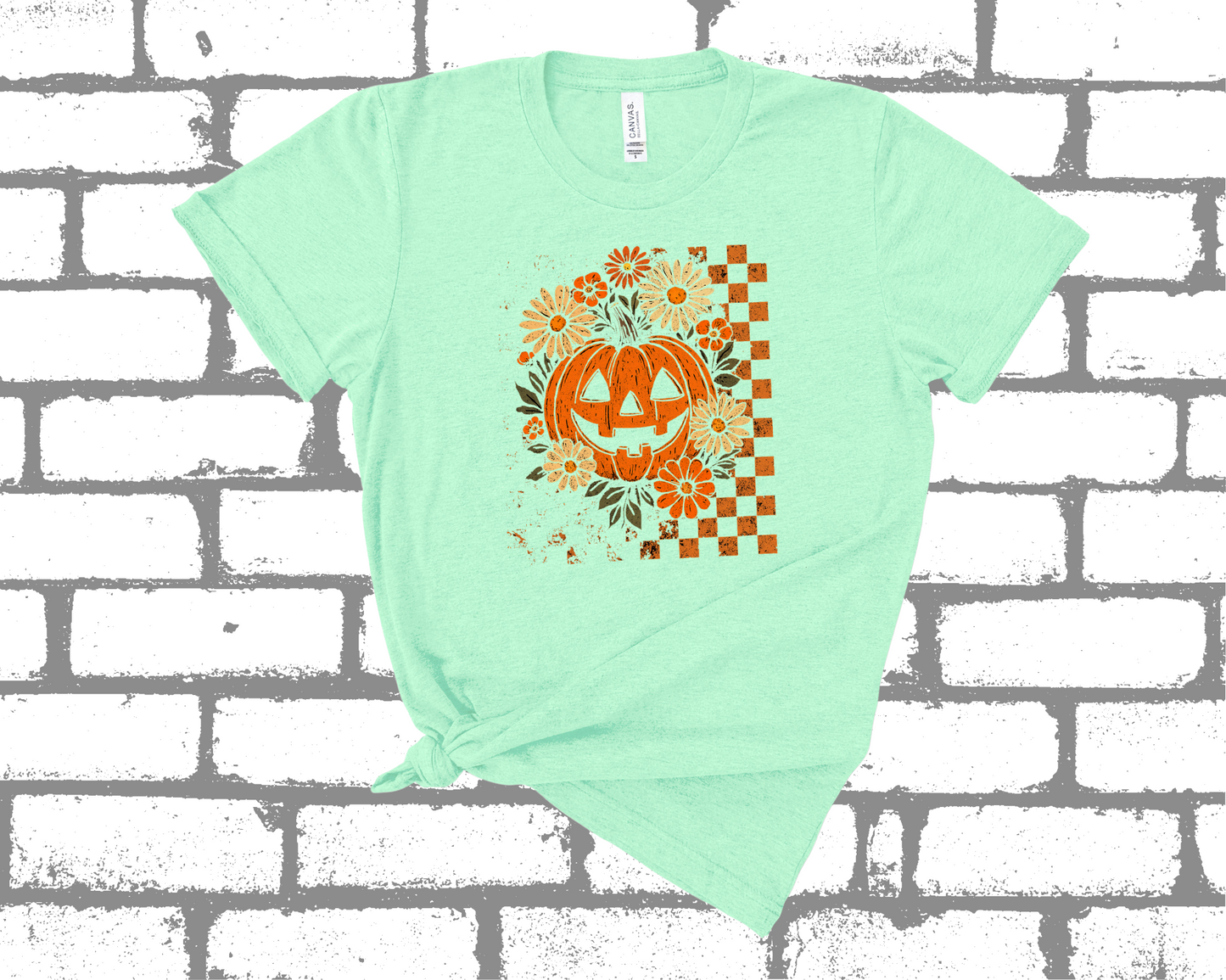 *NEW* RETRO CHECKERED FLORAL PUMPKIN SHIRT