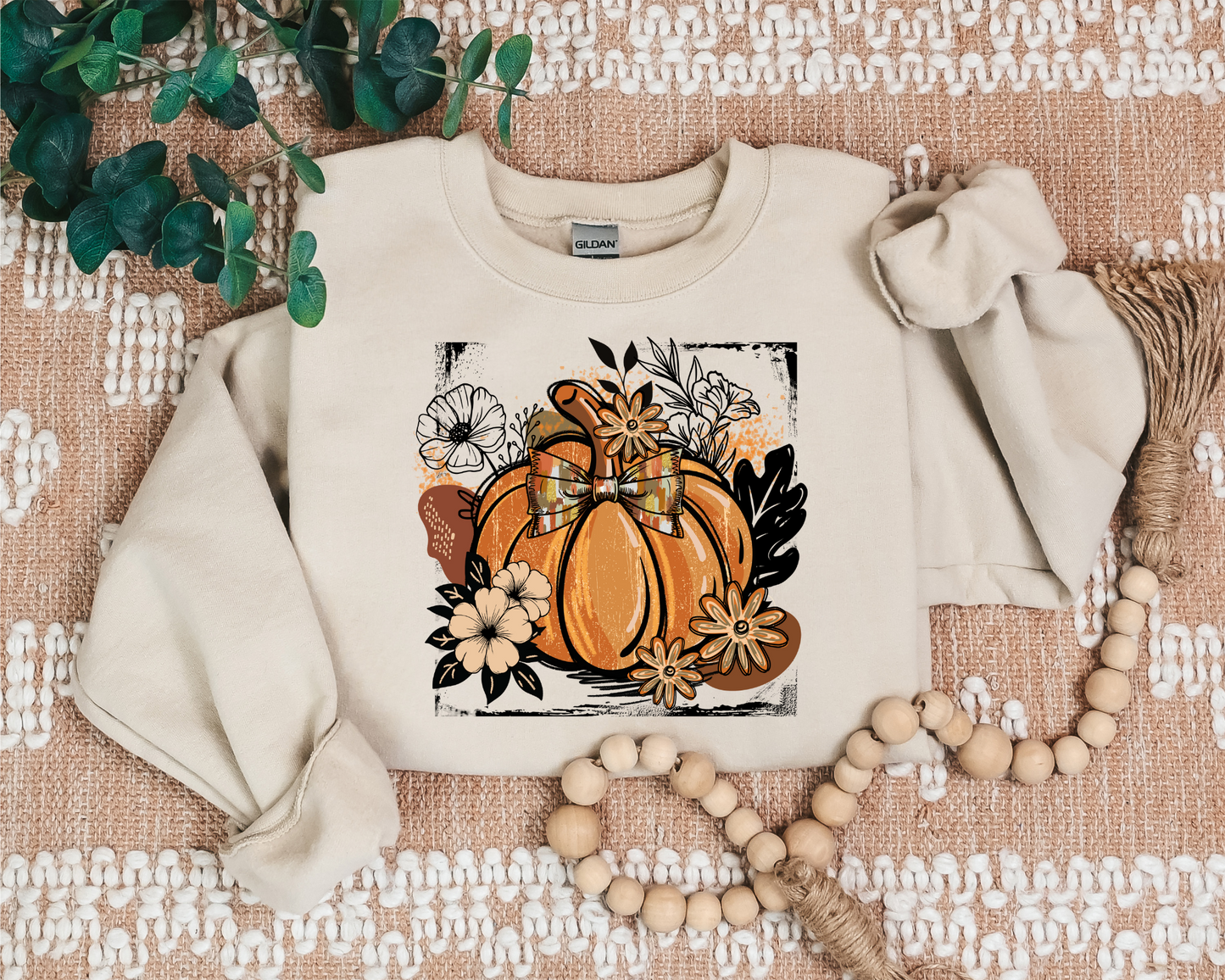FALL PUMPKIN BOHO VINTAGE CREW