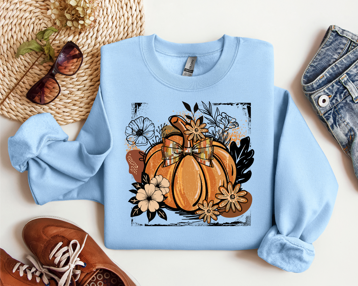 FALL PUMPKIN BOHO VINTAGE CREW
