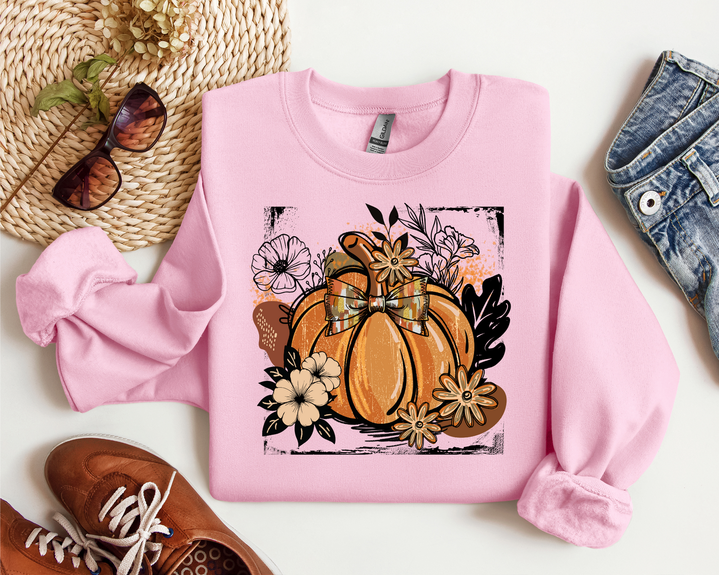 FALL PUMPKIN BOHO VINTAGE CREW