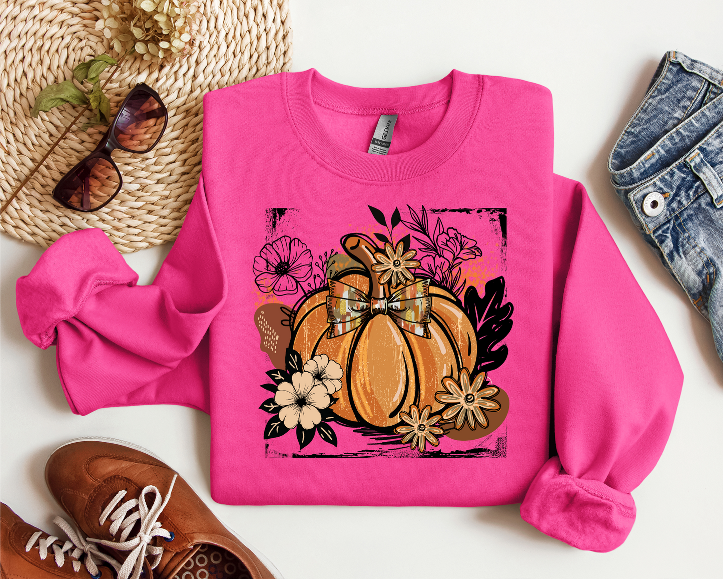 FALL PUMPKIN BOHO VINTAGE CREW