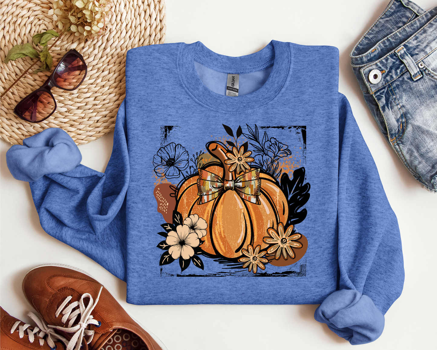 FALL PUMPKIN BOHO VINTAGE CREW