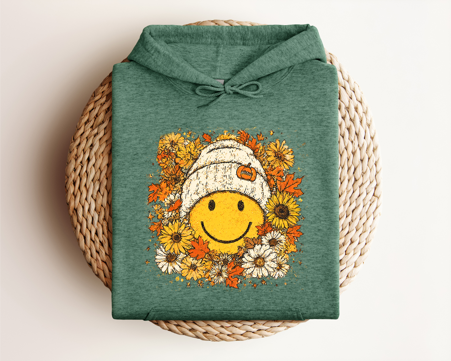 FLORAL FALL SMILEY HOODIE