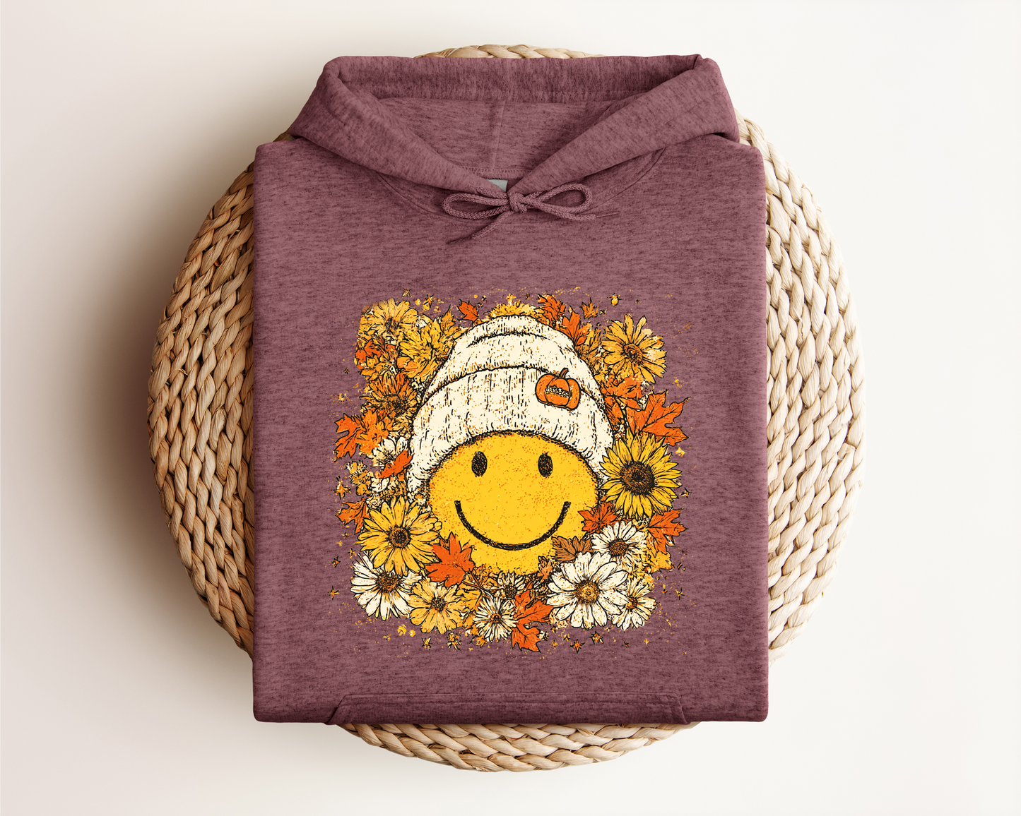 FLORAL FALL SMILEY HOODIE