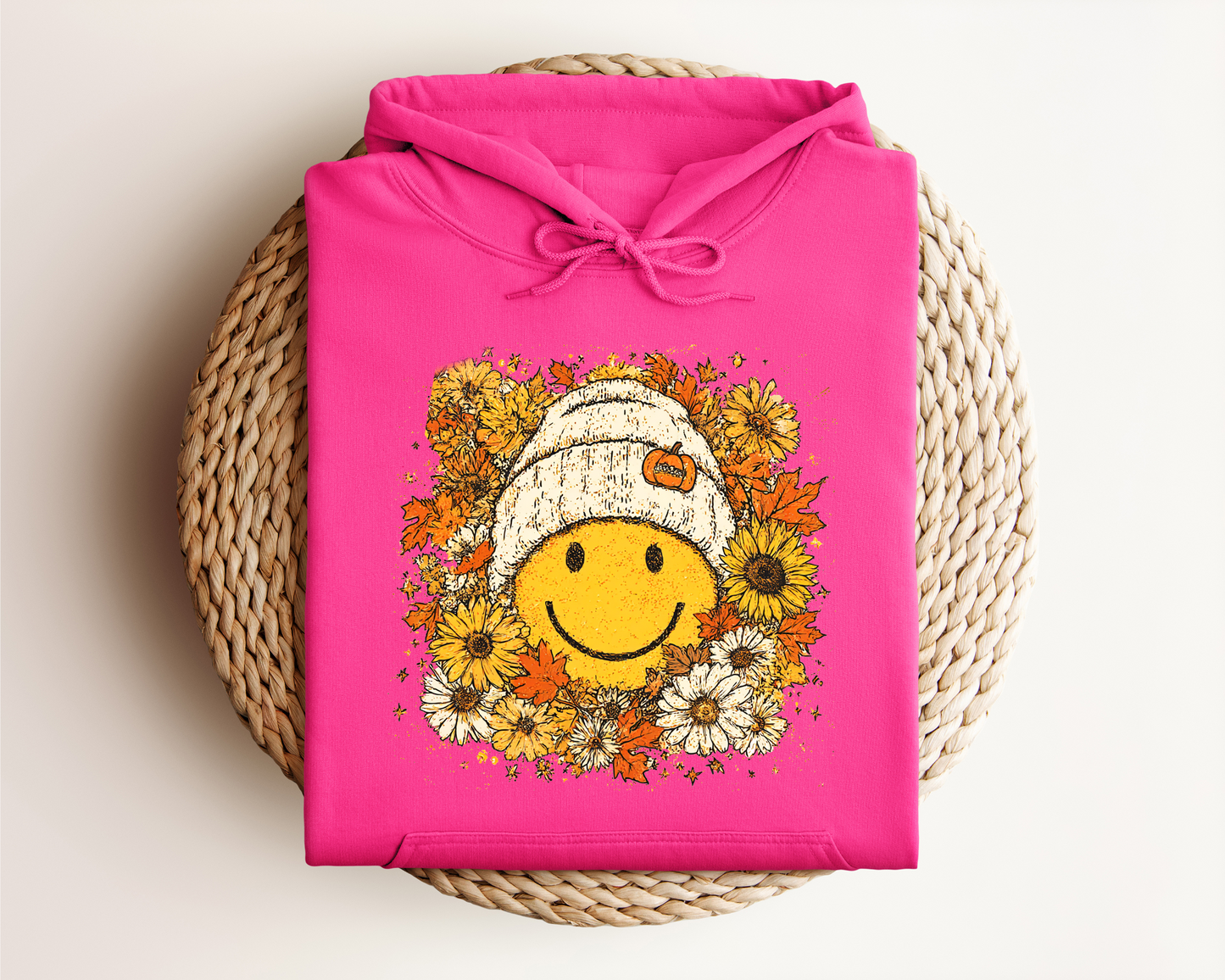 FLORAL FALL SMILEY HOODIE