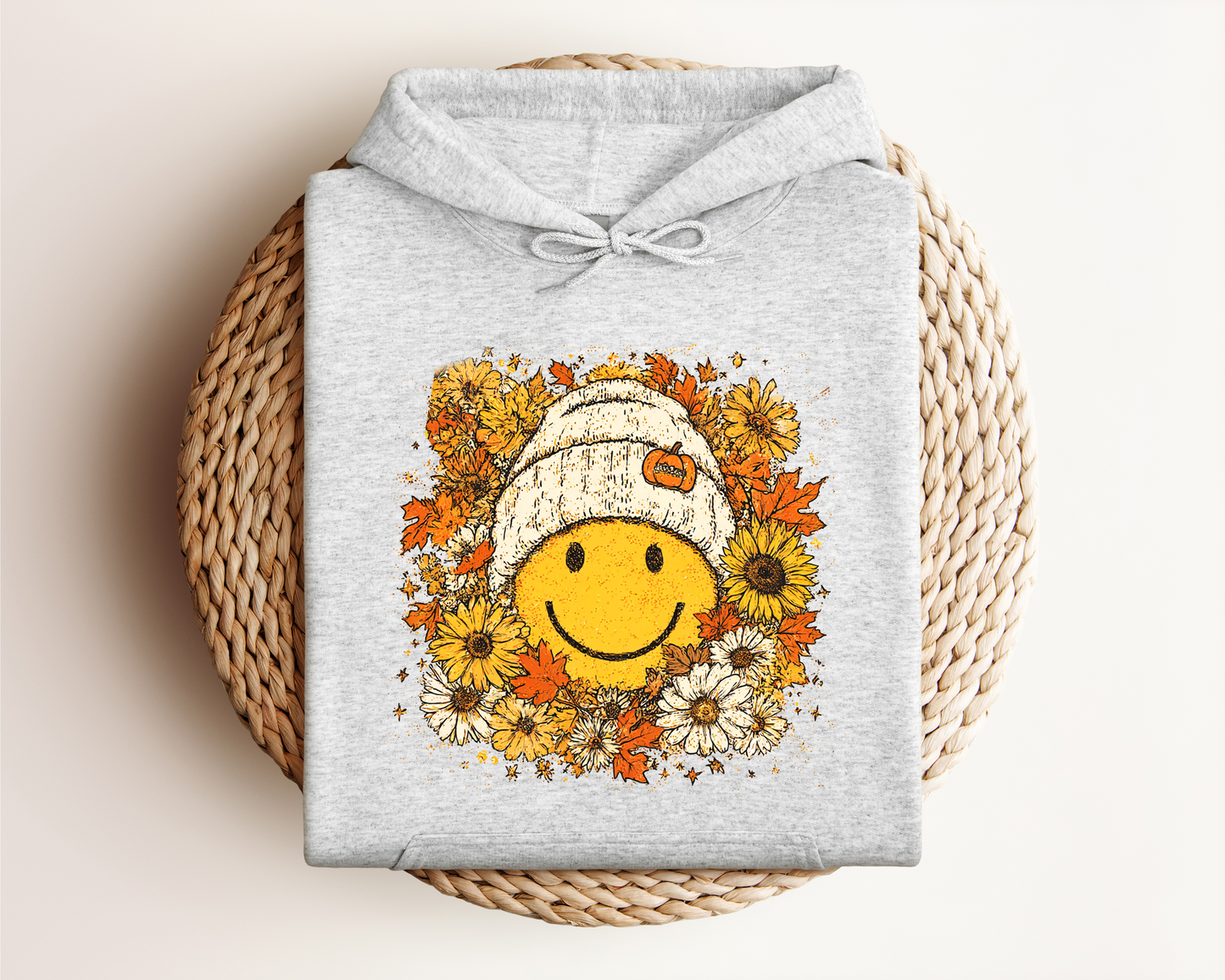 FLORAL FALL SMILEY HOODIE