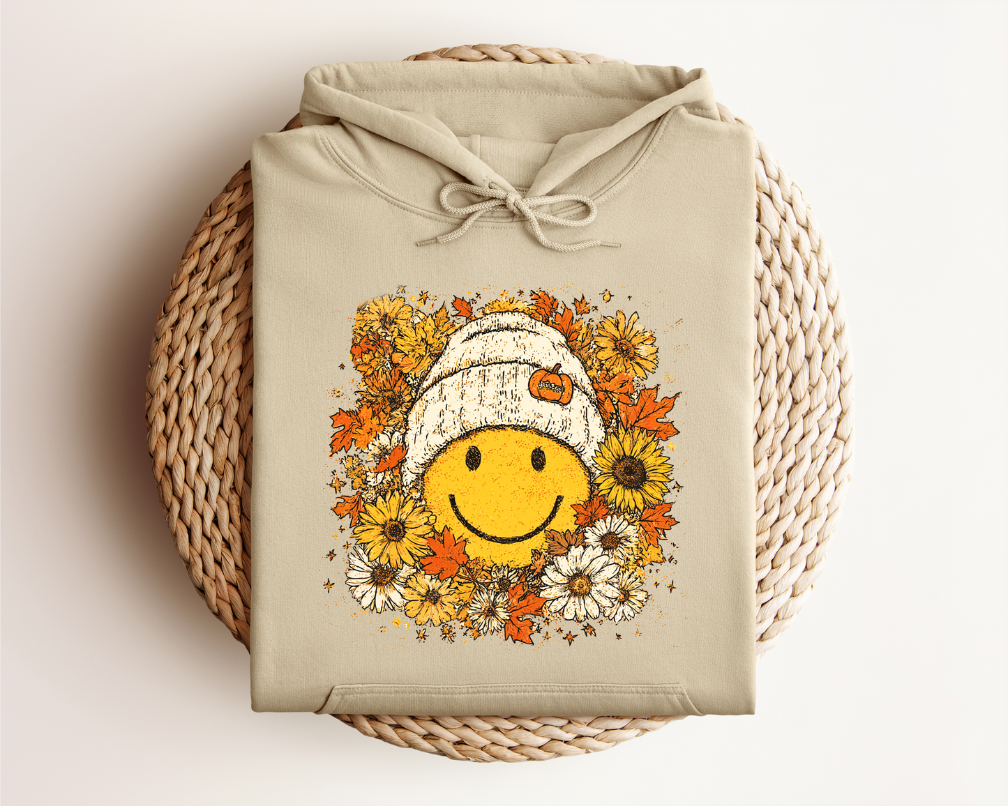 FLORAL FALL SMILEY HOODIE