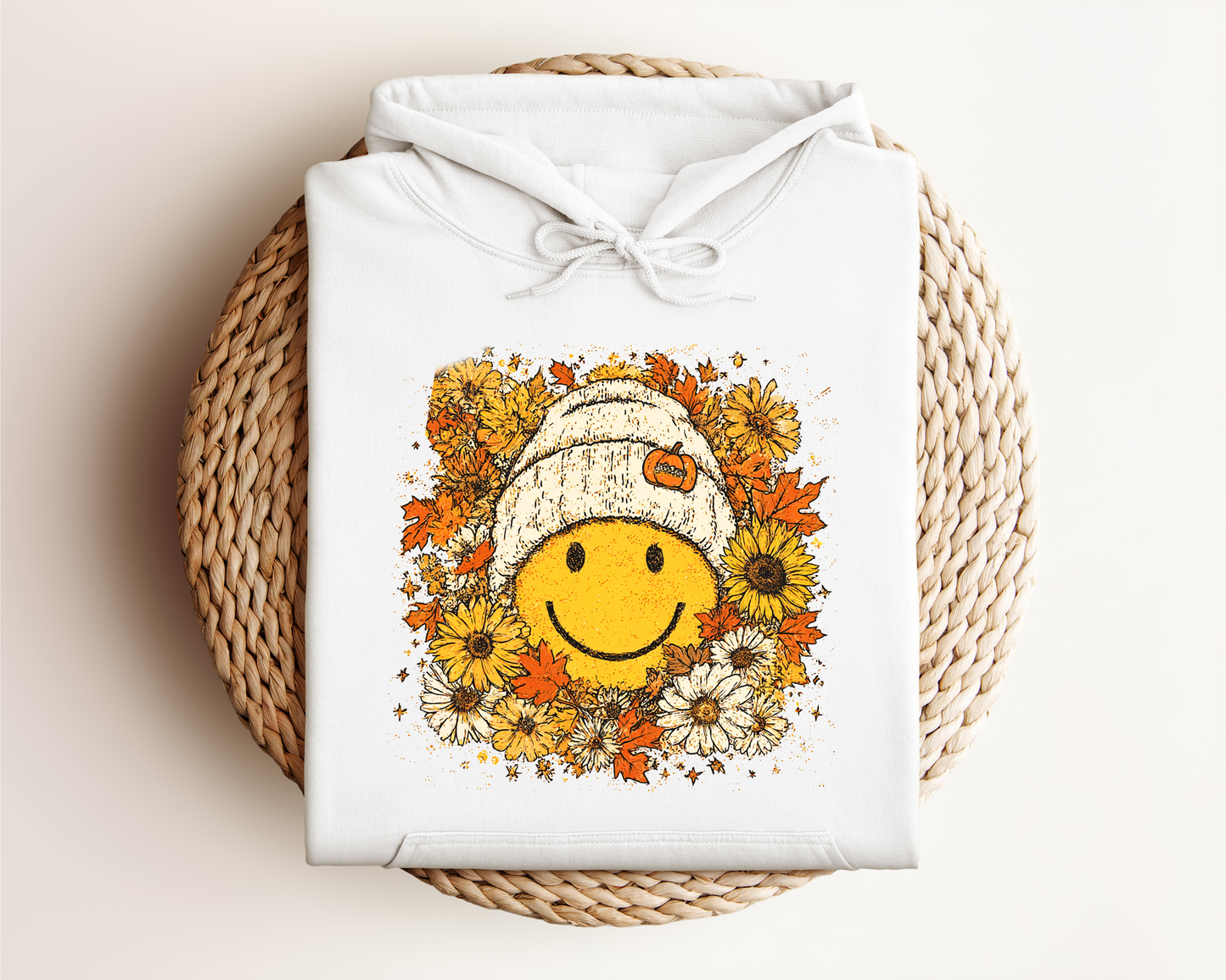 FLORAL FALL SMILEY HOODIE