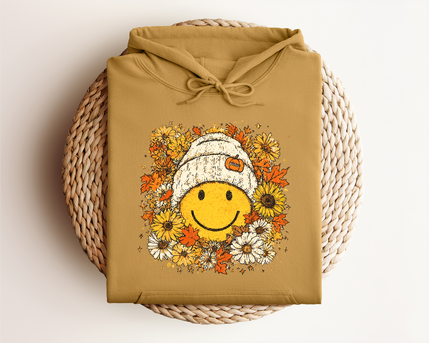 FLORAL FALL SMILEY HOODIE