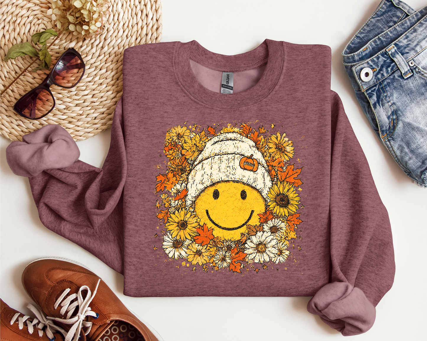 FLORAL FALL SMILEY CREW