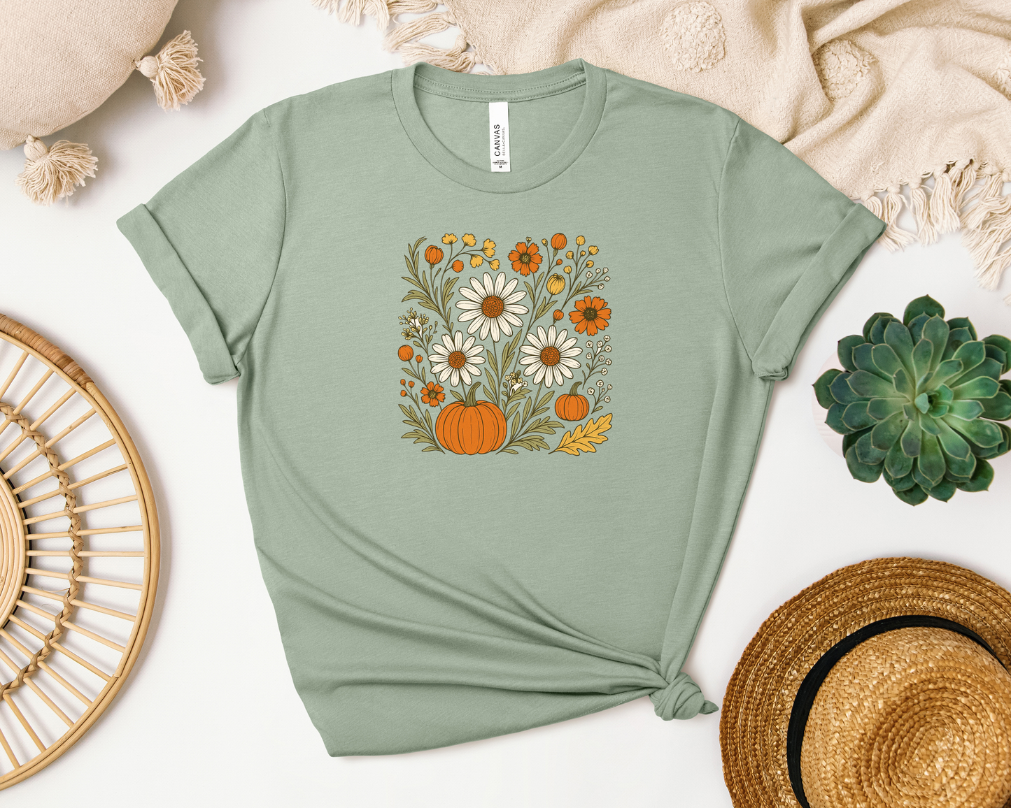 BOHO MULTI FLORAL PUMPKIN SHIRT