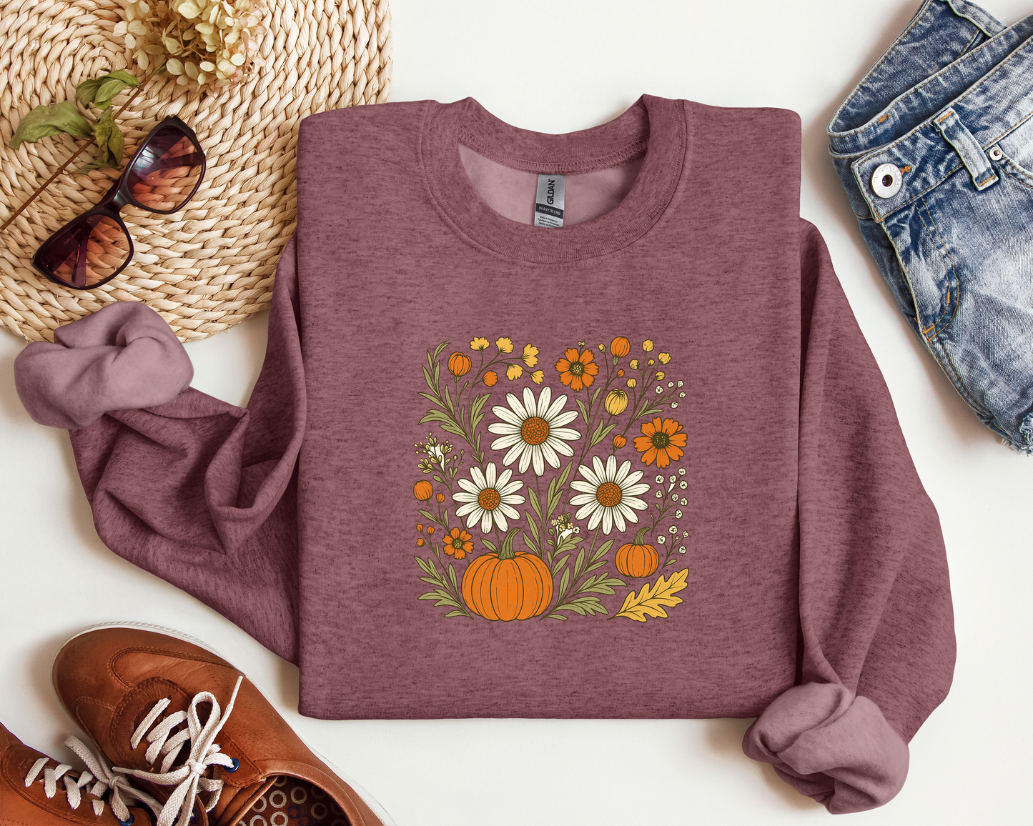 BOHO MULTI FLORAL PUMPKIN CREW