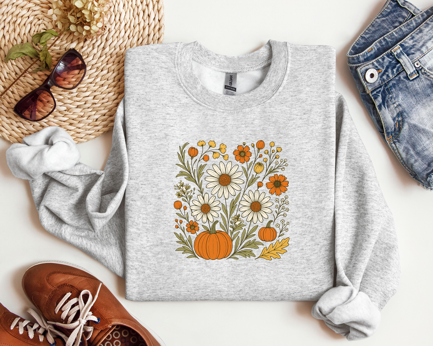 BOHO MULTI FLORAL PUMPKIN CREW