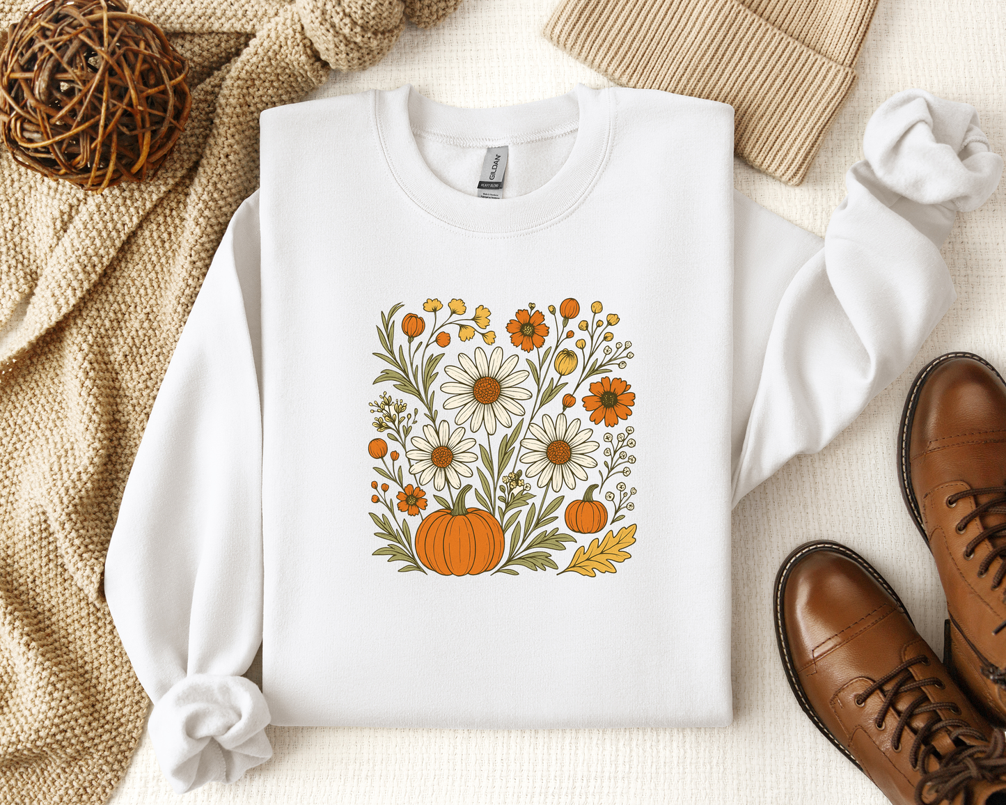 BOHO MULTI FLORAL PUMPKIN CREW