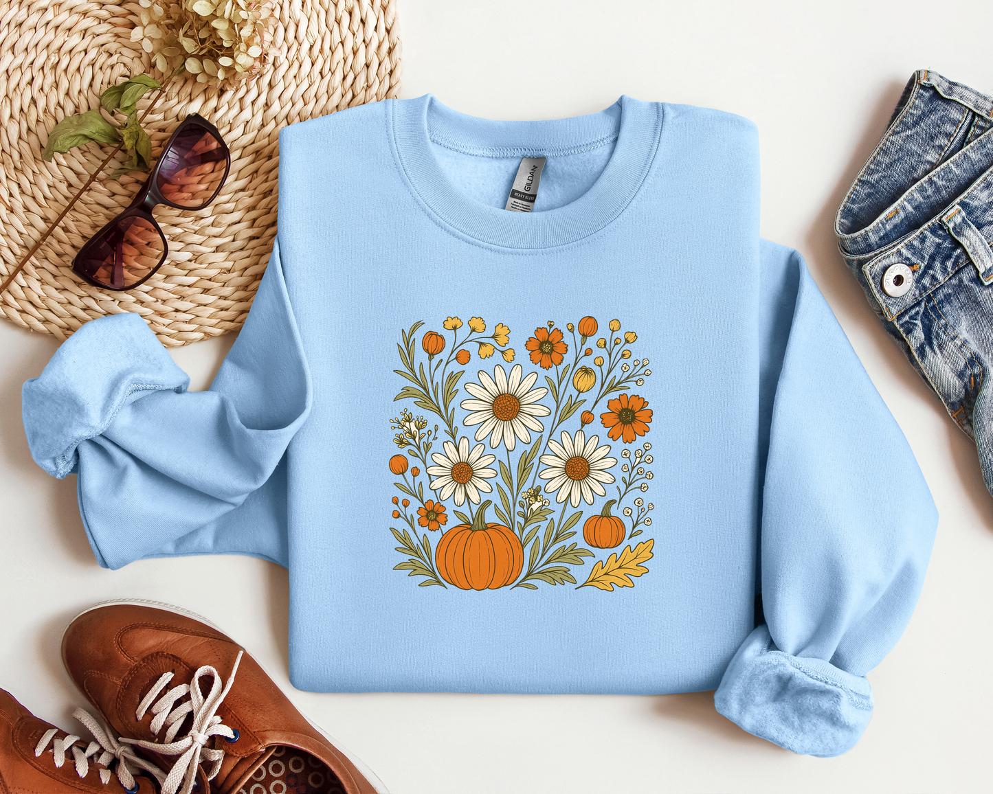 BOHO MULTI FLORAL PUMPKIN CREW