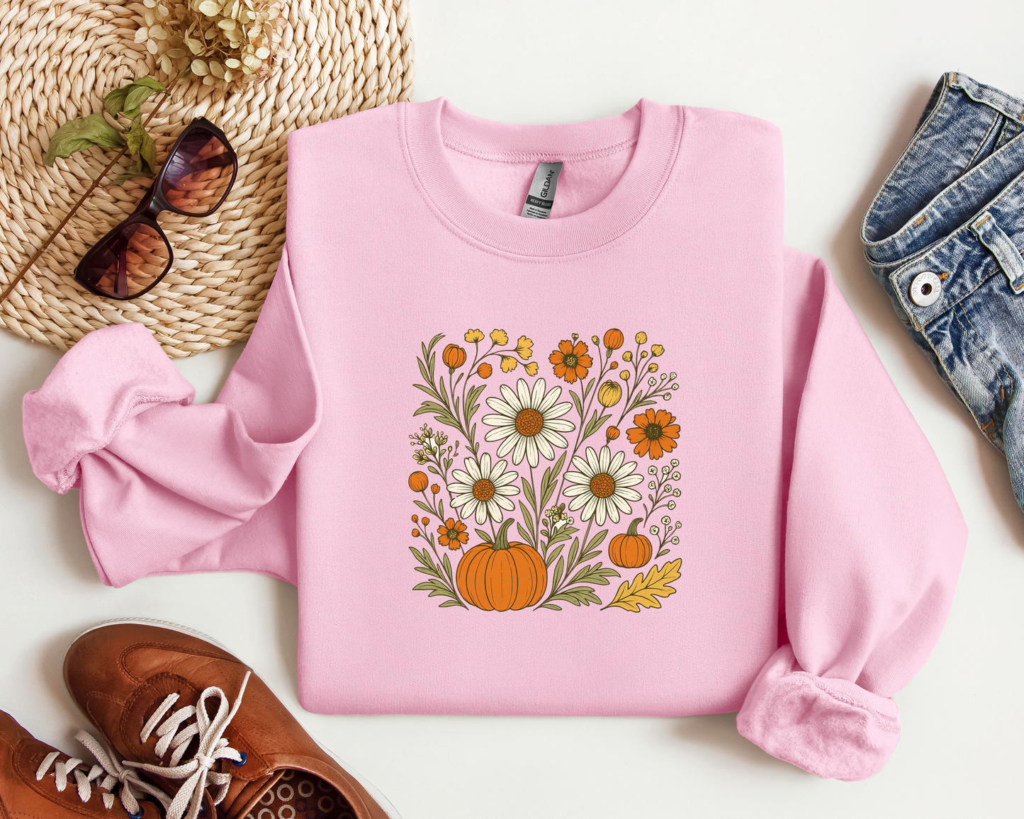 BOHO MULTI FLORAL PUMPKIN CREW