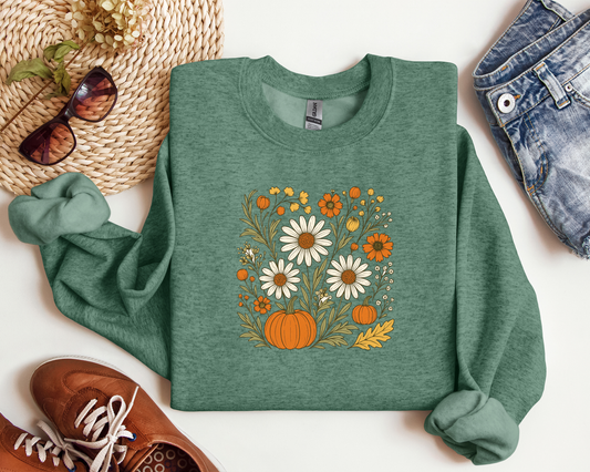 BOHO MULTI FLORAL PUMPKIN CREW