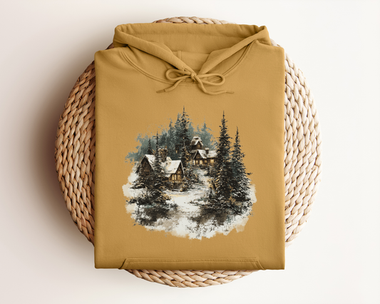 VINTAGE WINTER VILLAGE HOODIE