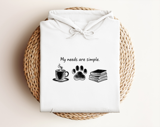 MY NEEDS ARE SIMPLE COFFEE DOG BOOK HOODIE