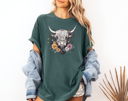 *NEW* FLORAL HIGHLAND COW CC SHIRT