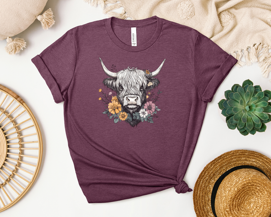 *NEW* FLORAL HIGHLAND COW SHIRT