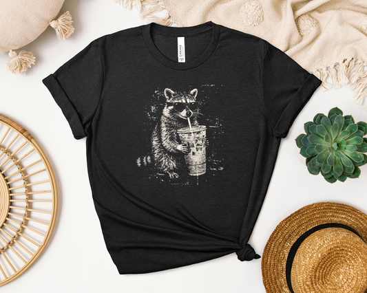 *NEW* RACCOON DRINKING COFFEE SHIRT