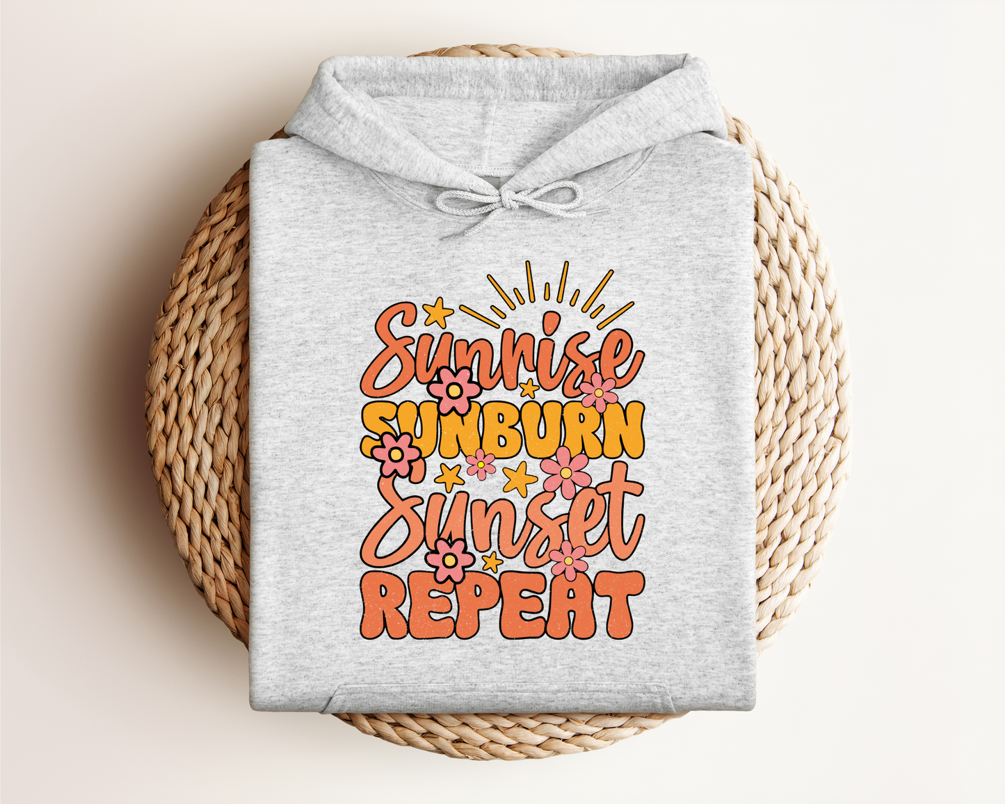 SUNRISE SUNBURN SUNSET REPEAT HOODIE