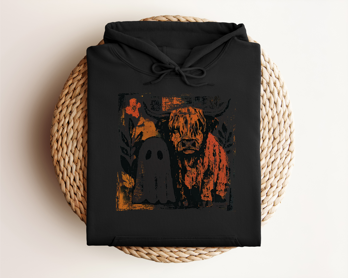 HIGHLAND COW AND GHOST HOODIE