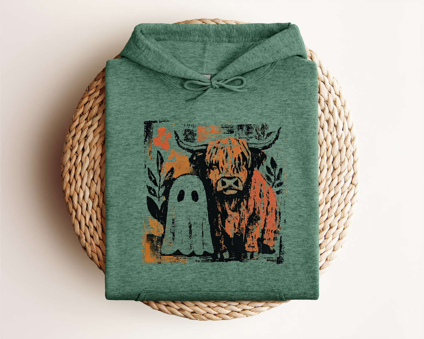 HIGHLAND COW AND GHOST HOODIE