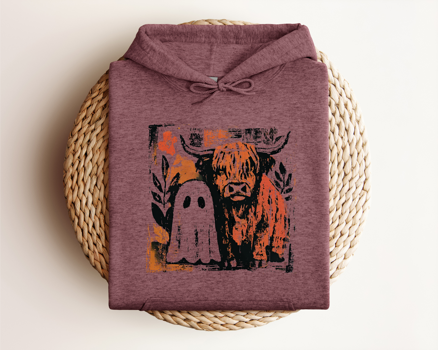HIGHLAND COW AND GHOST HOODIE