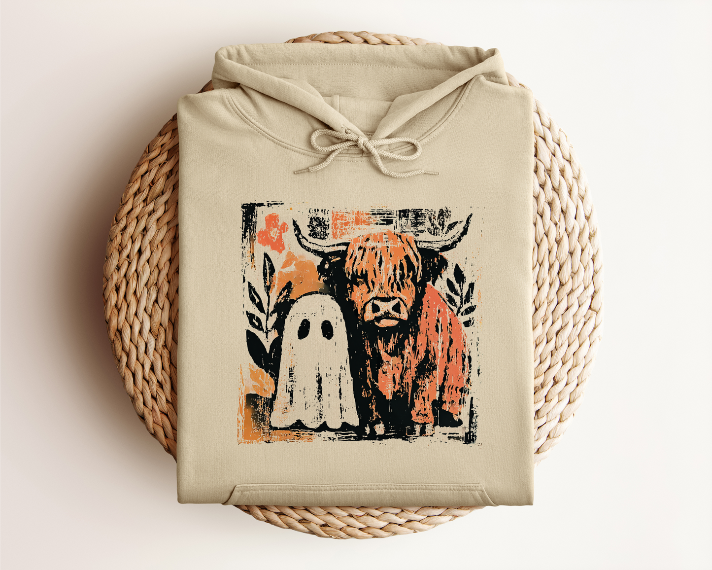 HIGHLAND COW AND GHOST HOODIE