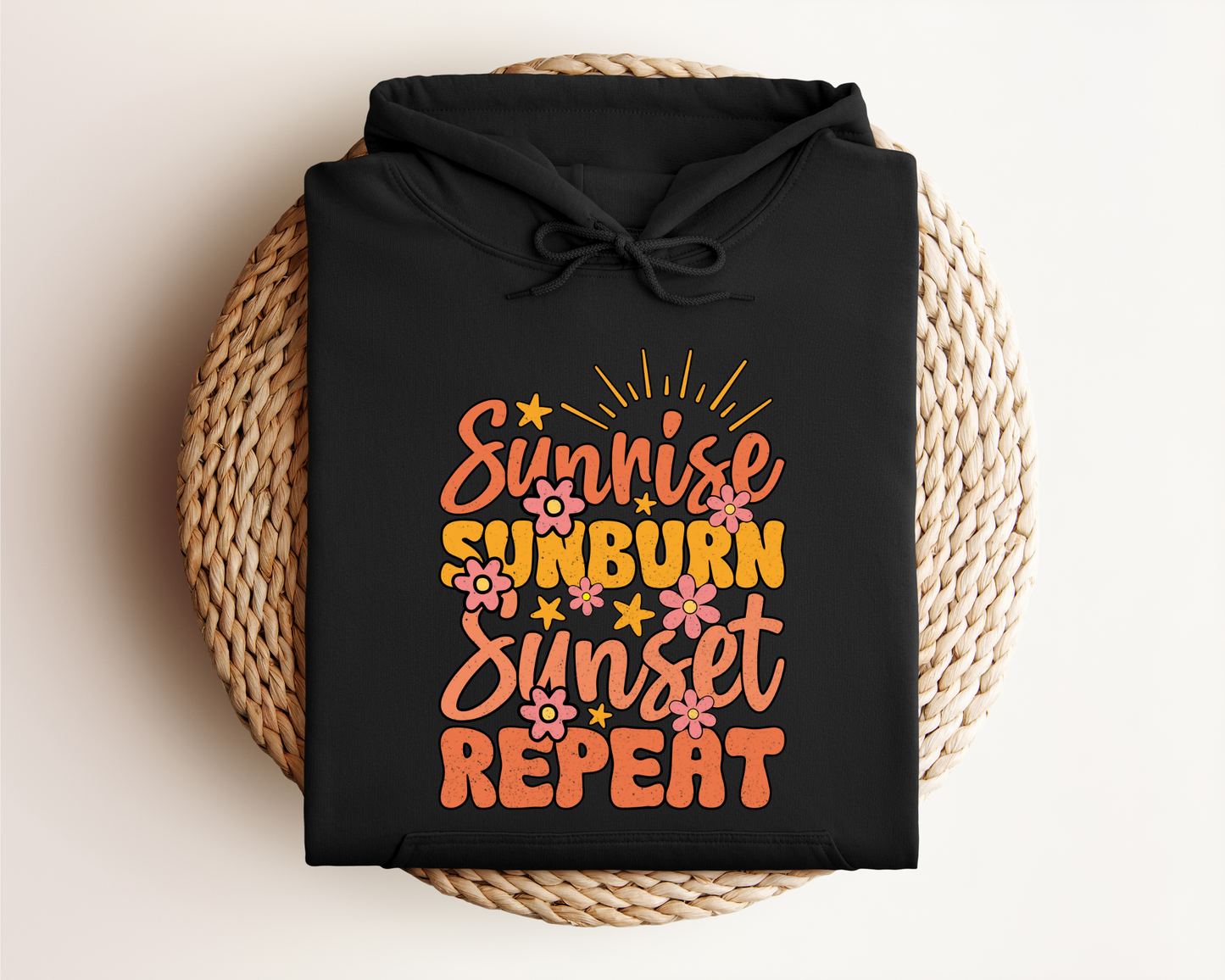 SUNRISE SUNBURN SUNSET REPEAT HOODIE