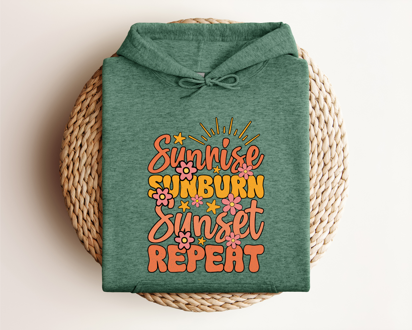 SUNRISE SUNBURN SUNSET REPEAT HOODIE