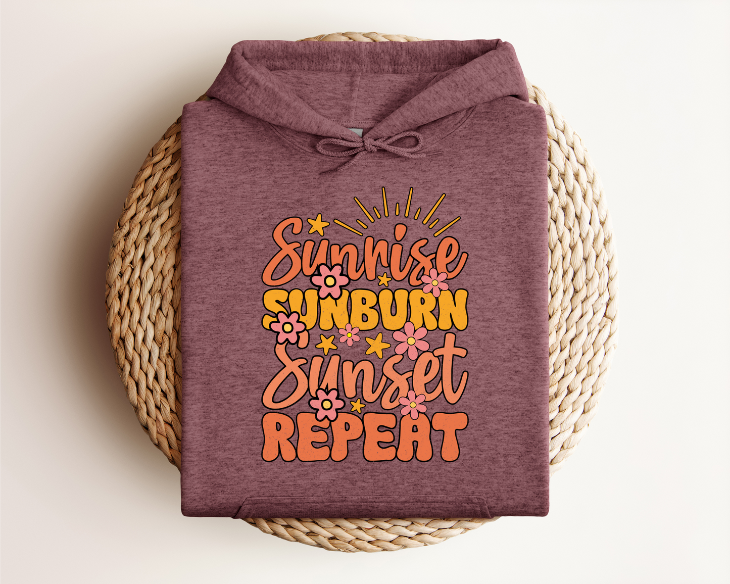 SUNRISE SUNBURN SUNSET REPEAT HOODIE