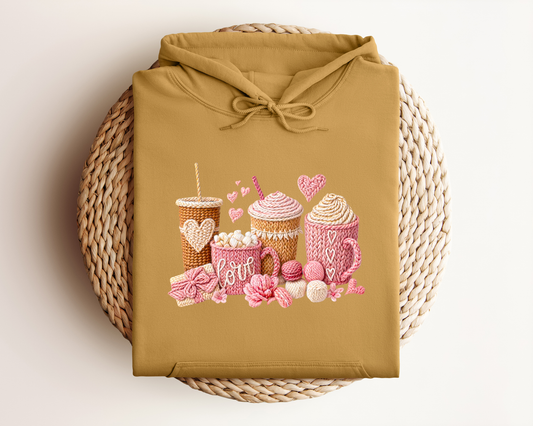 YARN VALENTINE COFFEE CUP HOODIE