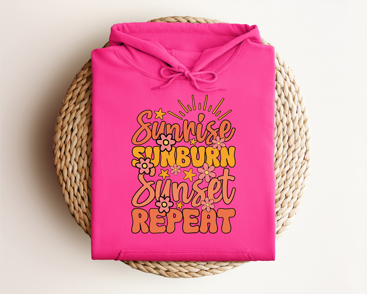SUNRISE SUNBURN SUNSET REPEAT HOODIE