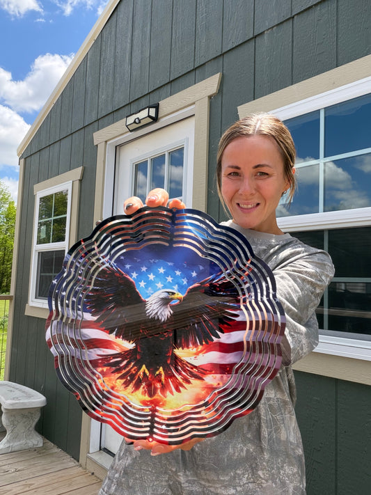AMERICAN EAGLE FLAG 10 INCH WIND SPINNER