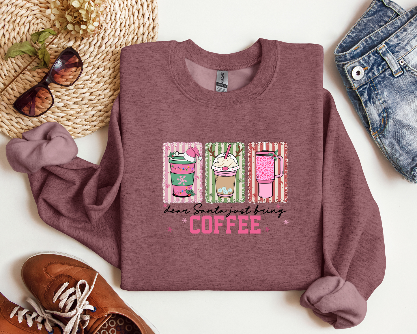 *NEW* DEAR SANTA JUST BRING COFFEE CREW