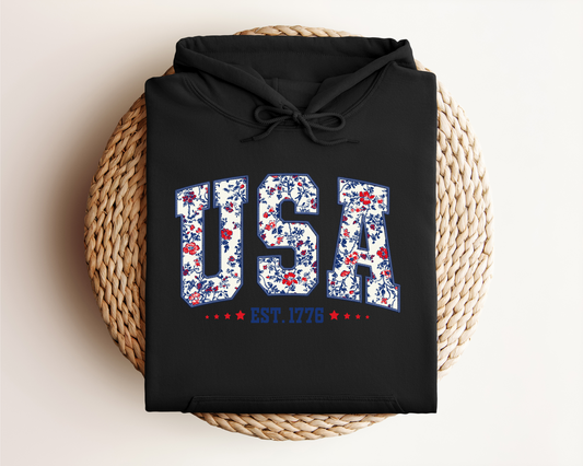 USA Floral Hoodie