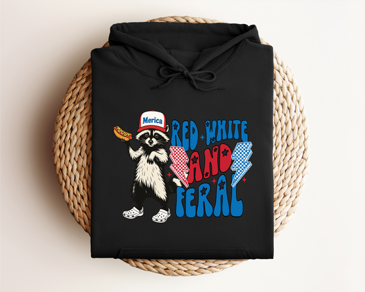 Red White and Feral HOODIE