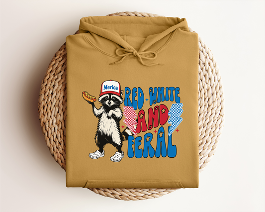 Red White and Feral HOODIE