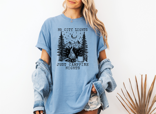NO CITY LIGHTS JUST CAMPFIRE NIGHTS CC SHIRT